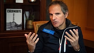 Il direttore generale dell'Agenzia internazionale per l'energia atomica, Rafael Mariano Grossi, a Kiev in Ucraina (6 febbraio 2024)