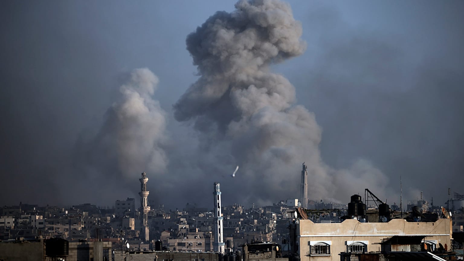 Smoke rises following Israeli bombardments in Khan Younis, southern Gaza Strip, Wednesday, Jan. 17, 2024. 