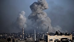 Smoke rises following Israeli bombardments in Khan Younis, southern Gaza Strip, Wednesday, Jan. 17, 2024. 
