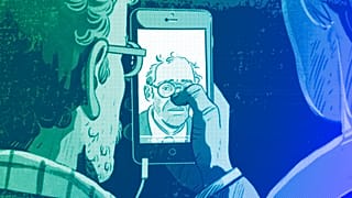 People using an age verification app, illustration