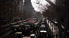 Тракторные протесты в Барселоне, 7 февраля 2024 года.