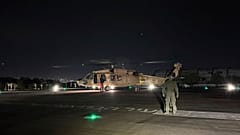 an Israeli Air Force helicopter carrying two released hostages