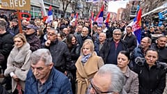 Demonstration gegen die Abschaffung des Dinar im Nordkosovo