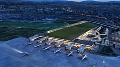 Vue de la conception proposée pour le nouvel aéroport de Florence, avec un vignoble sur le toit.