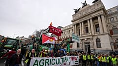 Акция протеста перед зданием министерства сельского хозяйства Испании, Мадрид, 15 февраля 2024 года.