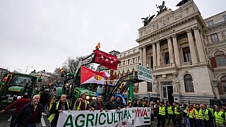 Акция протеста перед зданием министерства сельского хозяйства Испании, Мадрид, 15 февраля 2024 года.