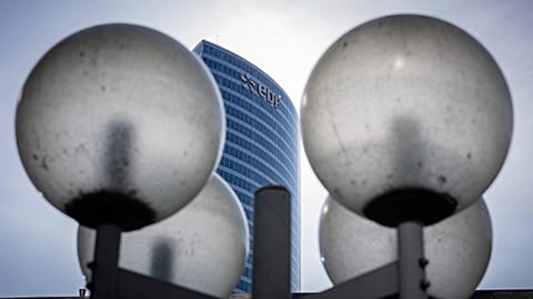 EDF (Electricite de France) headquarters, the main French electricity provider, is seen in the La Defense business district in Courbevoie near Paris, France, March 2023. 