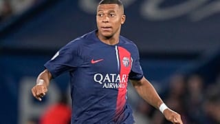  Kylian Mbappe looks on during the French League One soccer match between Paris Saint-Germain and Lens at the Parc des Princes stadium in Paris, Saturday, Aug. 26, 2023.