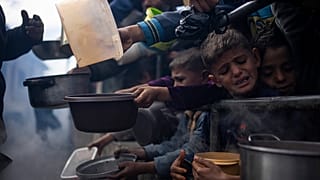 Krieg in Gaza: Verzweifelte Kinder versuchen in Rafah etwas zu essen zu bekommen