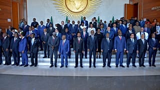 Foto de familia con los principales líderes africanos en la primera sesión de la Cumbre.