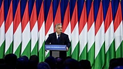 Ungarns Ministerpräsident Viktor Orban gibt seinen jährlichen "Bericht zur Lage der Nation", Budapest, 17. Februar 2024