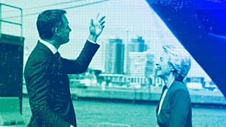 Belgium's PM Alexander De Croo greets European Commission President Ursula von der Leyen during arrivals for the North Sea Summit in Ostend, April 2023