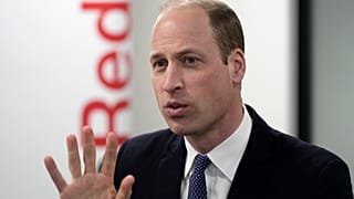 Britain's Prince William, The Prince of Wales, gestures as he visits the British Red Cross at its headquarters in London, Tuesday, Feb. 20, 2024.