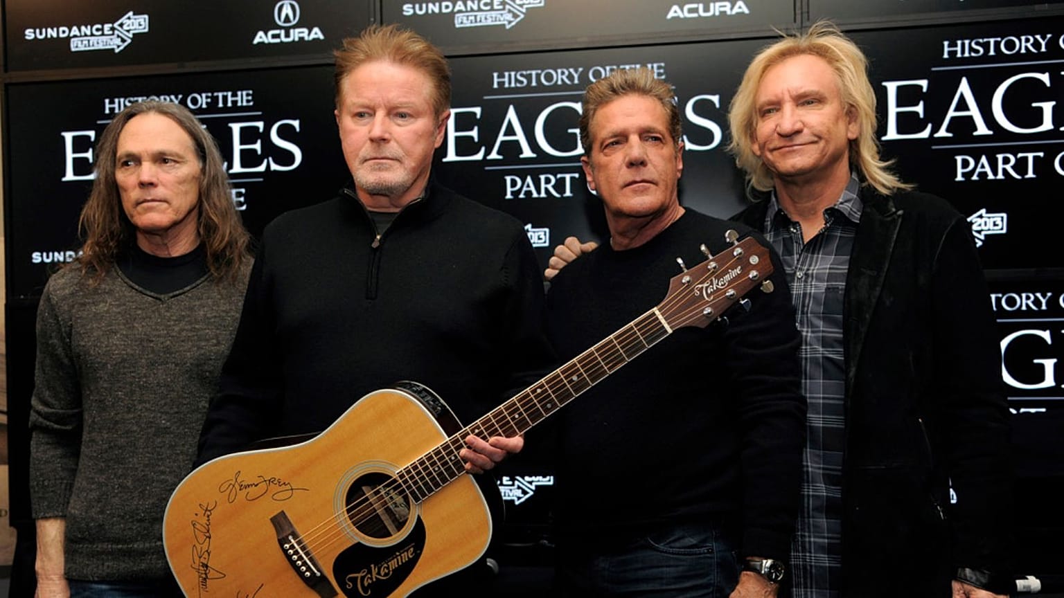 Members of The Eagles, from left, Timothy B. Schmit, Don Henley, Glenn Frey and Joe Walsh