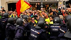 Farmers scuffle with Spanish riot police during a protest in Madrid, Spain, Wednesday, 21 January, 2024.