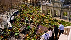 Spanische Landwirte demonstrieren in Madrid. 