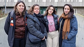 The 'Elbow' film team at the special event in Plötzensee Prison: Claudia Schäfer, Jamila Wenske, Melia Kara and Asli Özarslan
