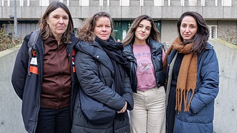 The 'Elbow' film team at the special event in Plötzensee Prison: Claudia Schäfer, Jamila Wenske, Melia Kara and Asli Özarslan
