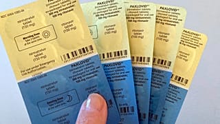 The anti-viral drug Paxlovid is displayed in New York, Monday, Aug. 1, 2022. (AP Photo/Stephanie Nano)