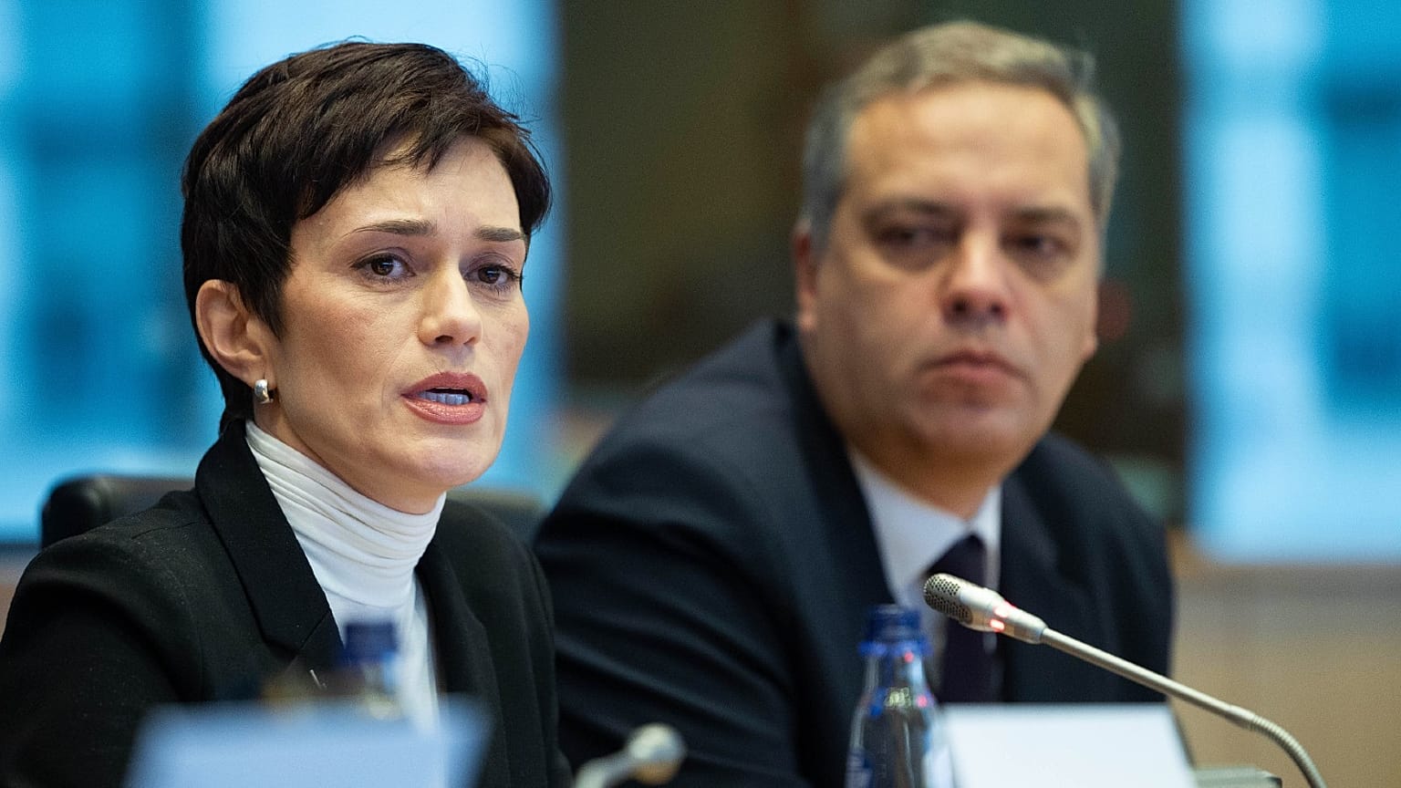 Evgenia Kara-Murza e Vladimir Milov durante l'audizione al Parlamento europeo