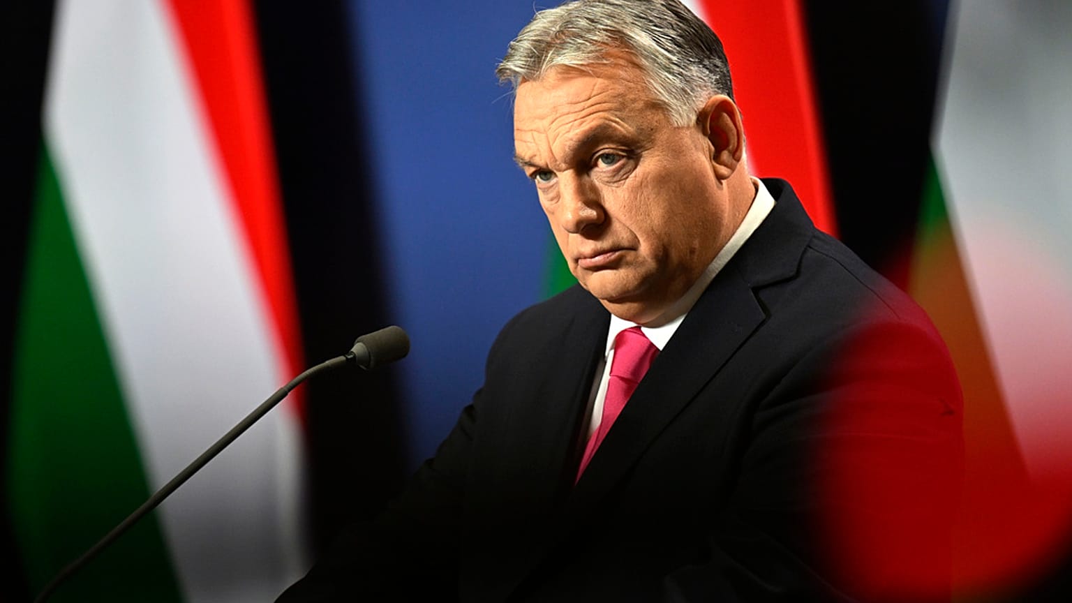 Hungarian Prime Minister Viktor Orban arrives for an annual international press conference in Budapest, Hungary, Thursday, Dec. 21, 2023.