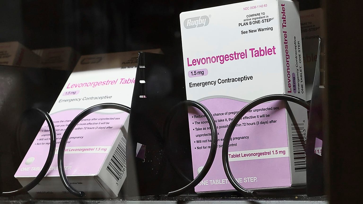 The emergency contraceptive levonorgestrel is displayed for sale in a vending machine on the campus of the University of Washington in Seattle.