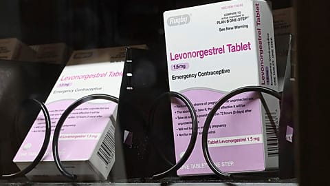 The emergency contraceptive levonorgestrel is displayed for sale in a vending machine on the campus of the University of Washington in Seattle.