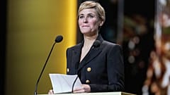 French actress Judith Godreche speaks during the 49th Cesar Award ceremony in Paris, Friday, Feb. 23, 2024.