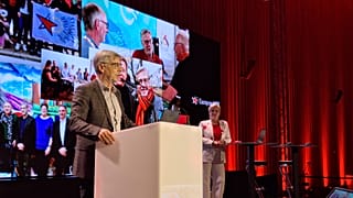 Walter Baier na reunião da Esquerda Europeia em Ljubljana, Eslovénia, a 24 de fevereiro de 2024.