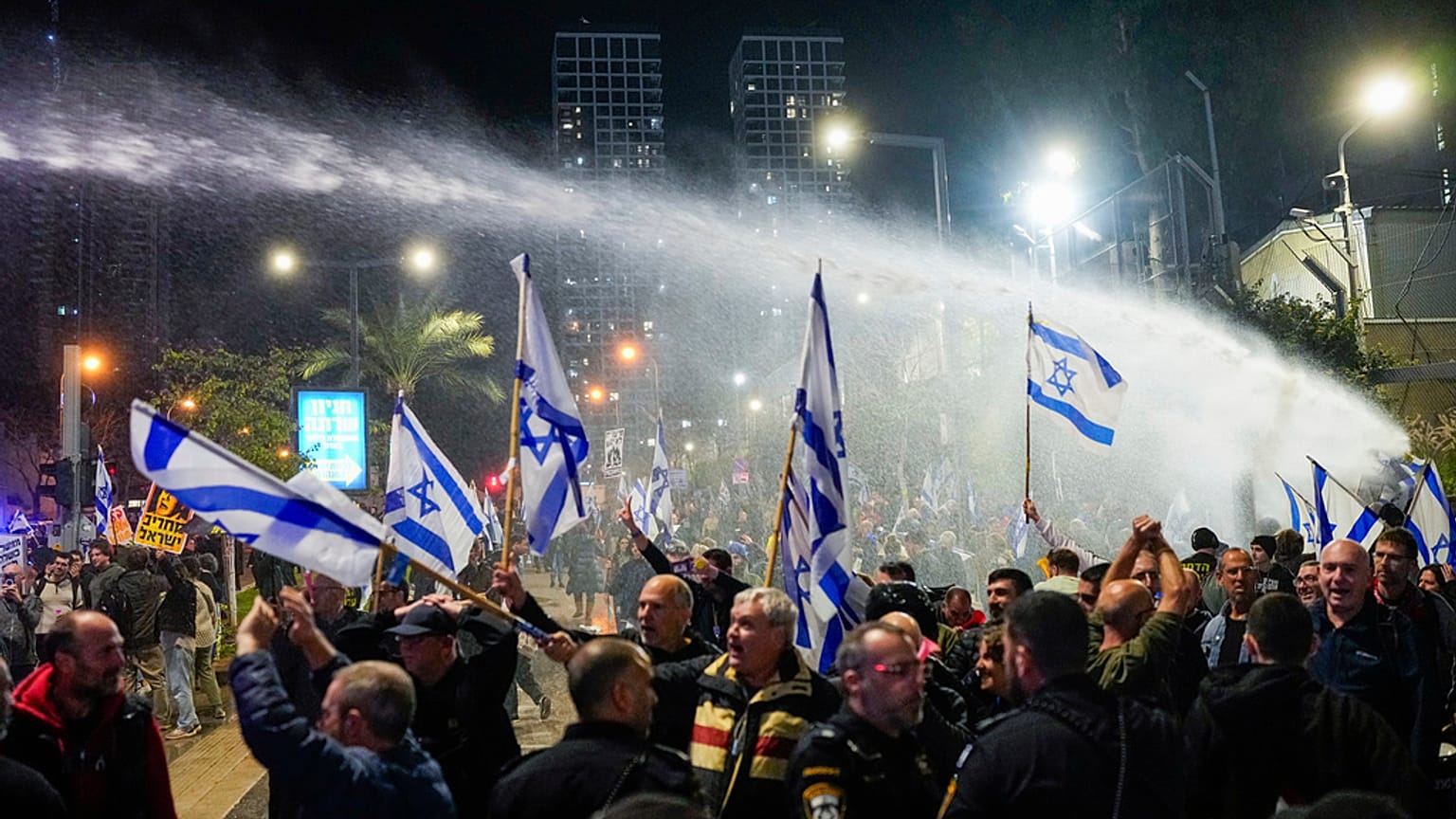 Ausschreitungen bei Friedensdemonstration in Tel Aviv, 24. Februar 2024