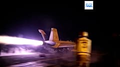 Images de F-18 au décollage pour un raid aérien sur des cibles houthies (cliché fourni par l'armée américaine).