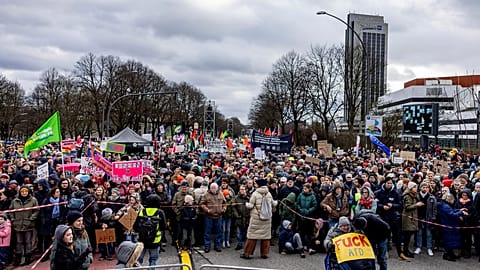 Manifestación contra la extrema derecha en Hamburgo, Alemania. 