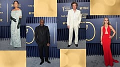 From left: Greta Lee, Idris Elba, Jeremy Allen White and Emily Blunt at the 30th annual SAG Awards in Los Angeles.