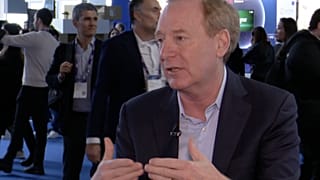 Brad Smith, presidente de Microsoft, en el Mobile World Congress de Barcelona, el 26 de febrero de 2024