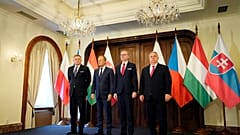 A Visegrádi országok vezetői Prágában 2024. február 27-én