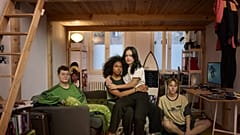 Maria Arrechea with friends, Mayuko Nicolaysen, Pau and Leno in her apartment in Berlin, Germany