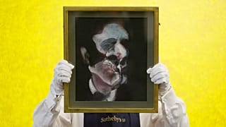 The artwork "Study of George Dyer" by British artist Francis Bacon on display during a media preview of Sotheby's Modern & Contemporary auctions in London