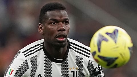 FILE- Juventus' Paul Pogba keeps his eyes on the ball during an Italian Cup soccer match between Inter Milan and Juventus, at the San Siro Stadium, in Milan, Italy, 26.04.2023