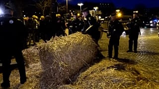 Agricultores franceses bloquearam circulação nos campos Elísios, em Paris.