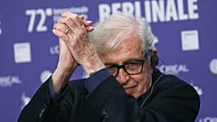 Paolo Taviani salutes the assembled journalists at the press conference for the film 'Leonora Addio' during the Berlinale - 2022