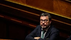 Italian Finance Minister Giancarlo Giorgetti waits for the start of a confidence vote for the new Government, in Rome, Wednesday, Oct. 26, 2022. 