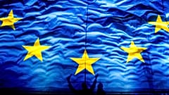 An EU flag photographed in Romania in 2007. 