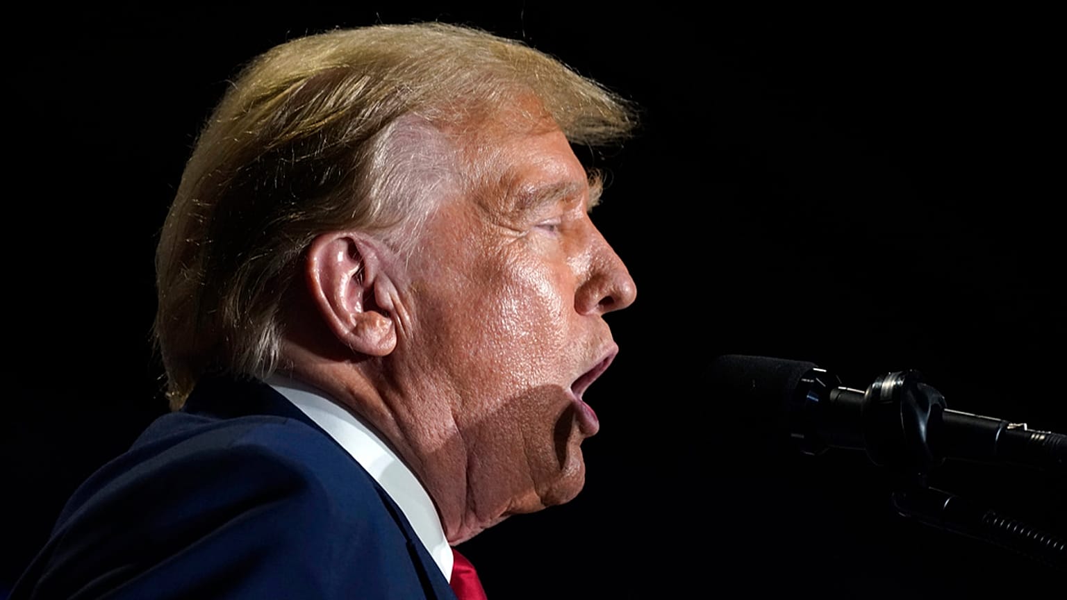 Republican presidential candidate former President Donald Trump speaks at a campaign rally Saturday, March 2, 2024.