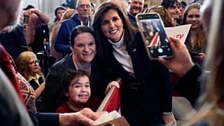 Republican presidential candidate former UN Ambassador Nikki Haley poses for a selfie after speaking at a campaign event in South Burlington, Vermont, Sunday, March 3, 2024.