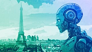 AI-powered android in Paris, illustration