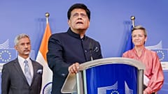 India's Commerce and Industry Minister Piyush Goyal during a press conference at EU headquarters in Brussels, May2023.