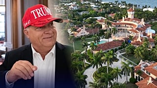 A magyar miniszterelnök a Trumptól kapott sapkában és a Mar-a-Lagó-i birtok