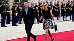 Tiphaine Auzière, Tochter von Brigitte Macron, und ihr Ehemann Antoine kommen 2017 im Elysée-Palast an.