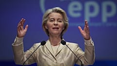 European Commission President Ursula von der Leyen addresses the EPP Congress in Bucharest, Romania, March 7, 2024. 