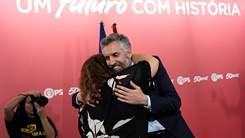 Pedro Nuno Santos after addressing his supporters following his election as the new leader of the Portuguese Socialist Party, at the party's headquarters in Lisbon on Sunday. 